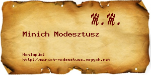 Minich Modesztusz névjegykártya